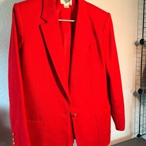 Vintage 80s 90s oversized red wool women’s blazer